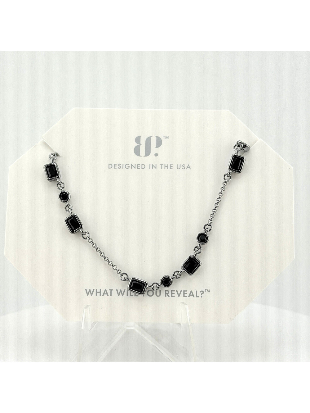 Bomb Party Necklace “A Poem Around The Neck” NK66461 Black Onyx on Hematite